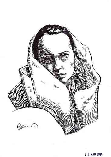 Pencil portrait study of a girl