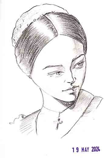 Pencil portrait, Russian Lady study one