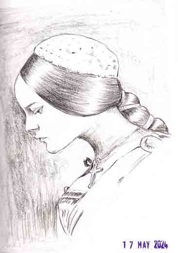 Pencil portrait, Russian Lady study two